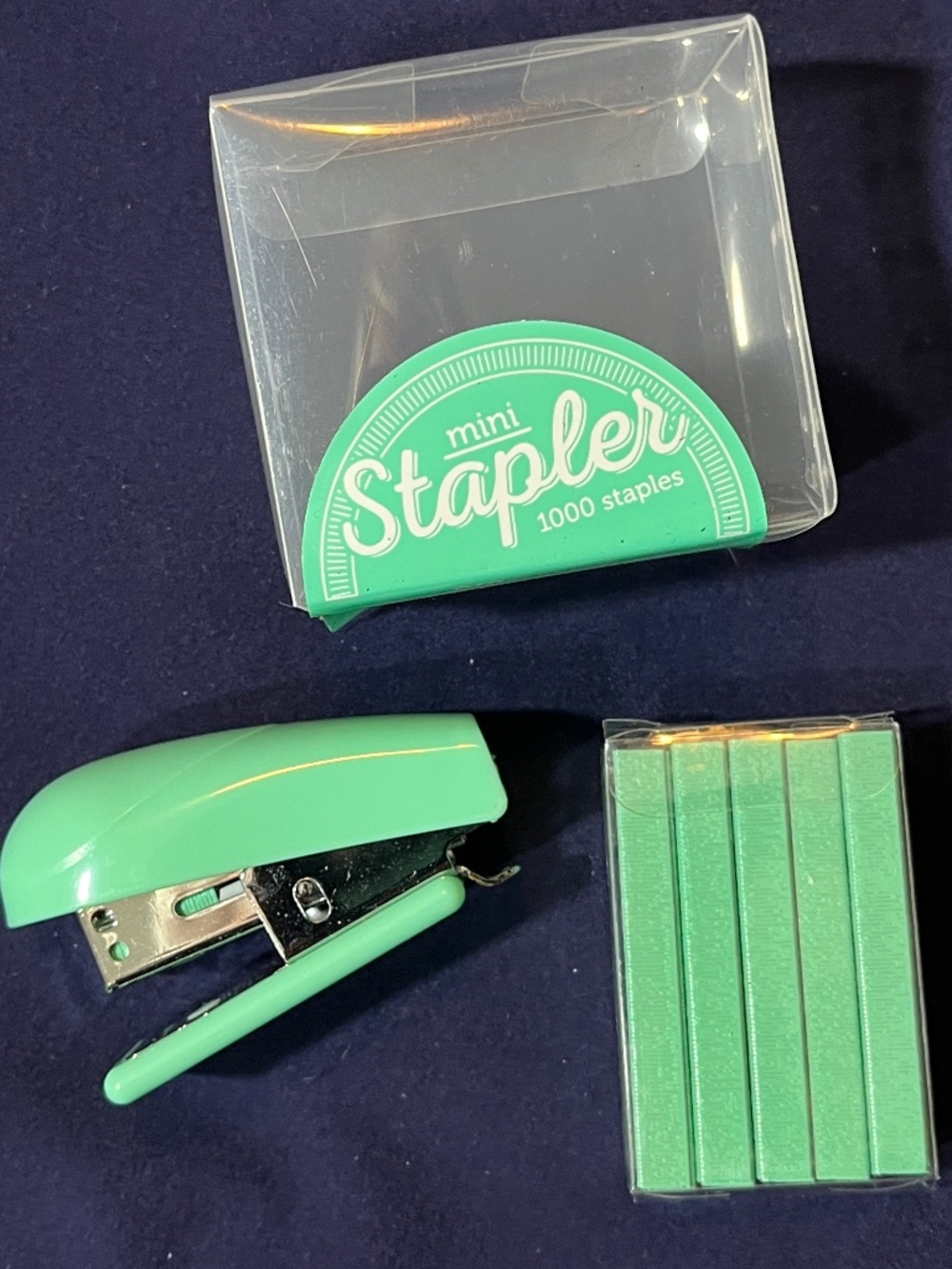 NEW Mini Stapler Mint Green w/ 1000 Staples Desk Travel dorm fee